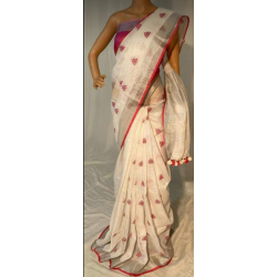 Beautiful Embroidered Designer Linen by Linen Saree Beautiful Embroidered Designer Linen by Linen Saree