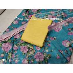 Linen Digital Print Dupatta with Linen Top Fabrics and No Bottom