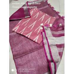 Tissue Linen Dupatta with Cotton Ikkat Top Fabrics and No Bottom