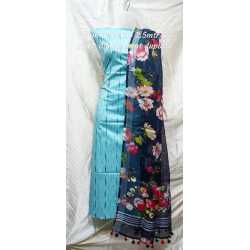 Linen Digital Print Dupatta with Cotton Ikkat Top Fabrics and No Bottom Linen Digital Print Dupatta with Cotton Ikkat Top Fabrics and No Bottom