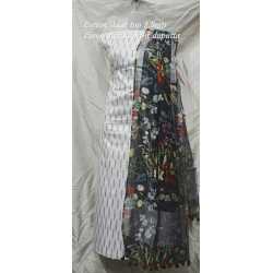 Linen Digital Print Dupatta with Cotton Ikkat Top Fabrics and No Bottom