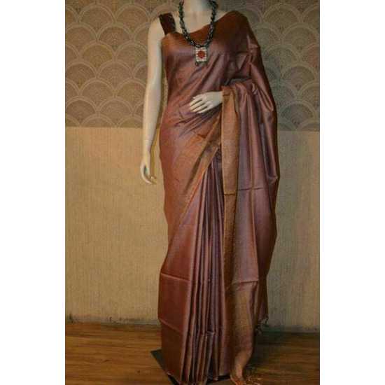 100% Pure Munga Tussar Silk Saree with Running Blouse Piece 100% Pure Munga Tussar Silk Saree with Running Blouse Piece