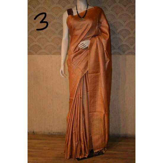 100% Pure Munga Tussar Silk Saree with Running Blouse Piece