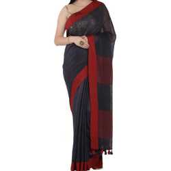 100% Pure Linen by Linen Saree with Running Blouse Piece