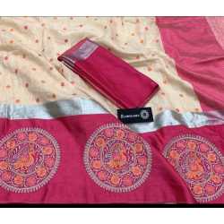 Beautiful Embroidered Designer Linen by Linen Saree Beautiful Embroidered Designer Linen by Linen Saree