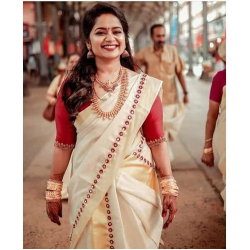 Beautiful Hand Mirror Work Designer Linen by Linen Saree Beautiful Hand Mirror Work Designer Linen by Linen Saree