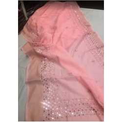 Beautiful Hand Mirror Work Designer Linen by Linen Saree Beautiful Hand Mirror Work Designer Linen by Linen Saree