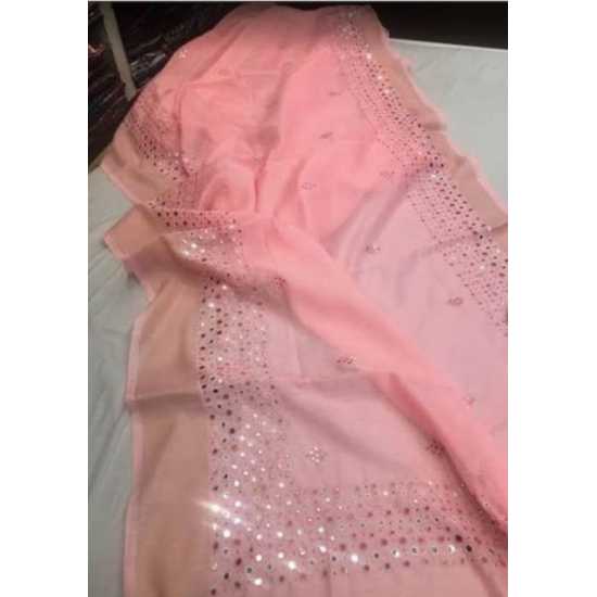 Beautiful Hand Mirror Work Designer Linen by Linen Saree Beautiful Hand Mirror Work Designer Linen by Linen Saree