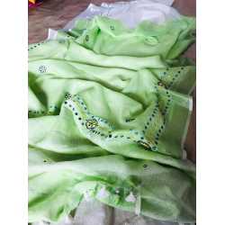 Beautiful Hand Mirror Work Designer Linen by Linen Saree Beautiful Hand Mirror Work Designer Linen by Linen Saree