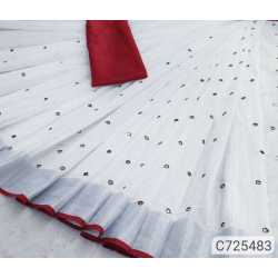 Beautiful Hand Mirror Work Designer Linen by Linen Saree Beautiful Hand Mirror Work Designer Linen by Linen Saree