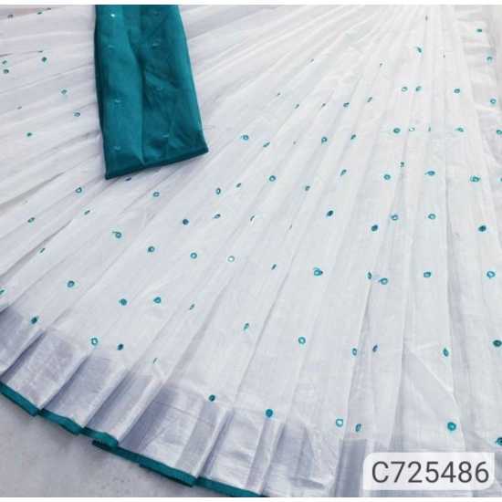 Beautiful Hand Mirror Work Designer Linen by Linen Saree Beautiful Hand Mirror Work Designer Linen by Linen Saree