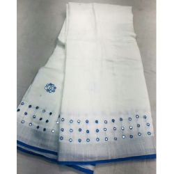 Beautiful Hand Mirror Work Designer Linen by Linen Saree Beautiful Hand Mirror Work Designer Linen by Linen Saree