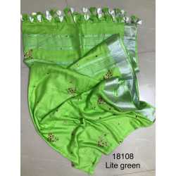 Beautiful Hand Mirror Work Designer Linen by Linen Saree Beautiful Hand Mirror Work Designer Linen by Linen Saree