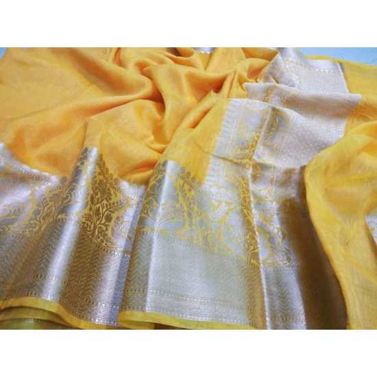 Beautiful Designer Kota by Linen Jacquard Weaving Banarasi Saree Beautiful Designer Kota by Linen Jacquard Weaving Banarasi Saree