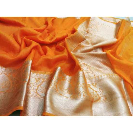 Beautiful Designer Kota by Linen Jacquard Weaving Banarasi Saree Beautiful Designer Kota by Linen Jacquard Weaving Banarasi Saree