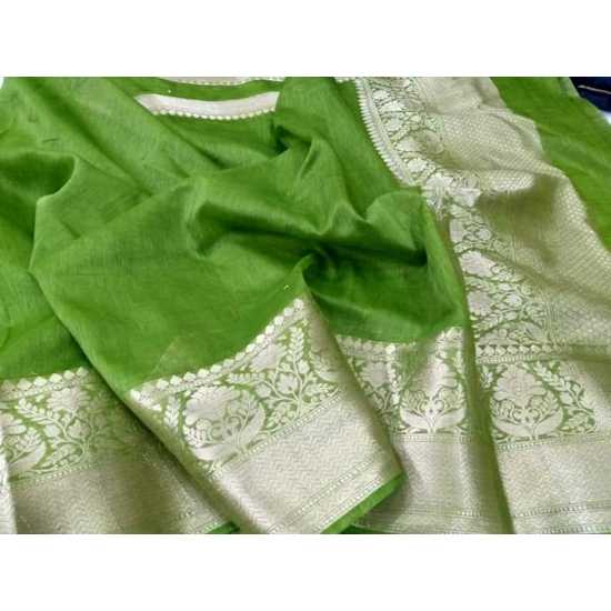 Beautiful Designer Kota by Linen Jacquard Weaving Banarasi Saree Beautiful Designer Kota by Linen Jacquard Weaving Banarasi Saree