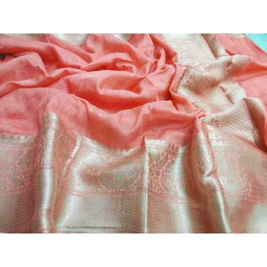 Beautiful Designer Kota by Linen Jacquard Weaving Banarasi Saree Beautiful Designer Kota by Linen Jacquard Weaving Banarasi Saree