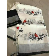Beautiful Embroidered Designer Linen by Linen Saree Beautiful Embroidered Designer Linen by Linen Saree