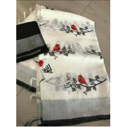 Beautiful Embroidered Designer Linen by Linen Saree Beautiful Embroidered Designer Linen by Linen Saree
