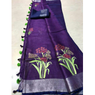 Beautiful Embroidered Designer Linen by Linen Saree Beautiful Embroidered Designer Linen by Linen Saree