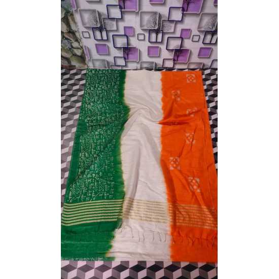 Designer Batik Print Kota by Slub Saree with Running Blouse Piece