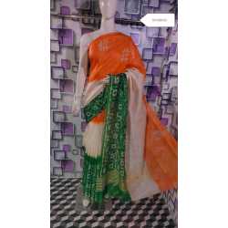 Designer Batik Print Kota by Slub Saree with Running Blouse Piece