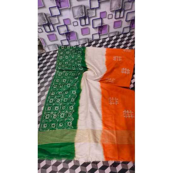 Designer Batik Print Kota by Slub Saree with Running Blouse Piece