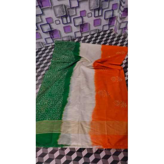 Designer Batik Print Kota by Slub Saree with Running Blouse Piece
